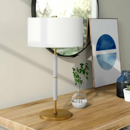 HENN & HART Simone Cool Gray & Brass 2-Bulb Table Lamp TL0535